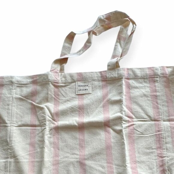 Sezane Canvas Large Tote Bag , Pink stripes, Never used, - Picture 3 of 5